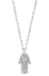 Effy Sterling Silver Diamond Hamsa Pendant Necklace In Silver