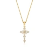 Ross-simons Diamond Cross Pendant Necklace In 18kt Gold Over Sterling In Multi