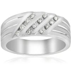 Pompeii3 1/2ct Mens Diamond Wedding Ring Three Row 10k White Gold In Multi