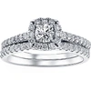 Pompeii3 1ct Cushion Halo Diamond Engagement Wedding Ring Set 14k White Gold In Multi