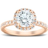 Pompeii3 G/vs 2 Ct Moissanite & Diamond Cushion Halo Engagement Ring 14k Rose Gold In Multi