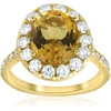 Pompeii3 4 1/2 Cttw Oval Citrine Diamond Halo Vintage Ring Engagement 14k Yellow Gold In Multi