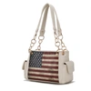 Mkf Collection By Mia K Alaina Vegan Leather Women's Flag Shoulder Bag In Beige