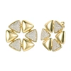 Rachel Glauber Rg Large 14k Gold Plated With Diamond Cubic Zirconia Pave Modern Abstract Flower Stud Earrings In Gold