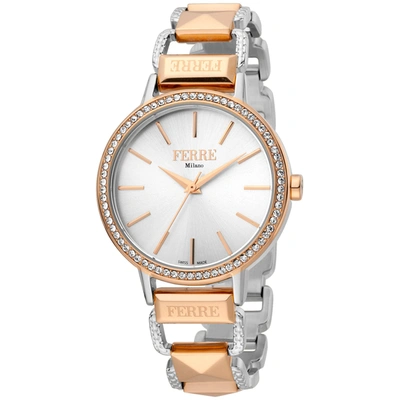 Ferre Milano Classic Quartz Silver Dial Ladies Watch Fm1l173m0101 In Two Tone  / Gold Tone / Rose / Rose Gold Tone / Silver