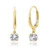 Nicole Miller 10k White Or Yellow Gold Round Cut 5mm Gemstone Dangle Lever Back Earrings With Push Backs In Multi