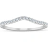 Pompeii3 1/4 Ct Curved Diamond Guard Enhancer Wedding Ring 10k White Gold In Multi