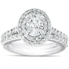 Pompeii3 2ct Oval Diamond Double Halo Engagement Wedding Ring Set 14k White Gold In Multi