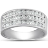 Pompeii3 1 Ct Tdw Three Row Channel Set Diamond Wedding Ring 10k White Gold Band In Multi