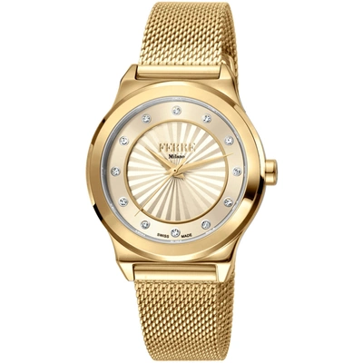 Ferre Milano Classic Quartz Gold Dial Ladies Watch Fm1l125m0251 In Gold / Gold Tone / Yellow