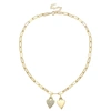 RACHEL GLAUBER RG 14K GOLD PLATED WITH DIAMOND CUBIC ZIRCONIA DOUBLE HEART CABLE CHAIN NECKLACE