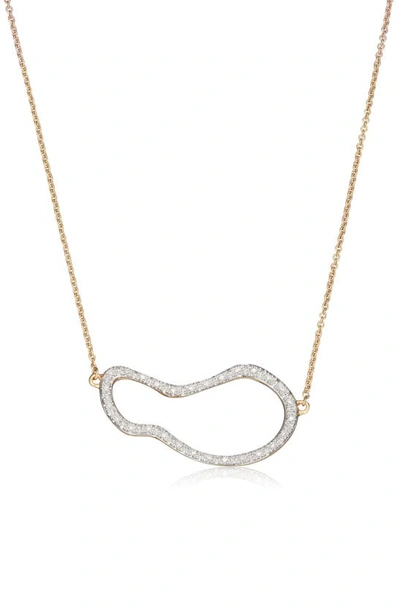 Monica Vinader Riva Small Diamond Pendant Necklace In Gold