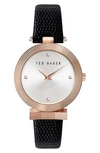 Ted Baker Bow Leather Strap Watch, 36mm In Black