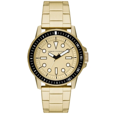 Armani Exchange Classic Quartz Gold Dial Mens Watch Ax1854 In Black / Gold / Gold Tone / Yellow