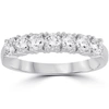Pompeii3 3/4 Ct Lab Grown Diamond Ex3 7-stone Wedding Ring 14k White Gold In Multi