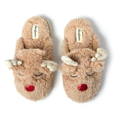 Dearfoams Faux Fur Reindeer Scuff Slipper In Latte