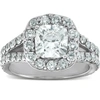 Pompeii3 3 Ct Cushion Diamond Engagement Halo Split Shank Ring 14k White Gold In Multi