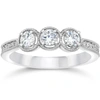 Pompeii3 1/2 Carat Vintage 3-stone Diamond Ring 10k White Gold In Multi