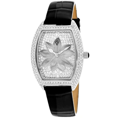 Christian Van Sant Women's Lotus White Dial Watch In Black / White