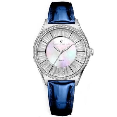 Christian Van Sant Women's Luna Mother Of Pearl Dial Watch In Blue / Mop / Mother Of Pearl
