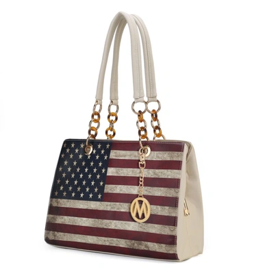 Mkf Collection By Mia K Nevaeh Vegan Leather Patriotic Pattern Women's Shoulder Bag In Beige