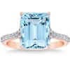 Pompeii3 Aquamarine (11x9mm) & Diamond 14k Rose Gold Ring In Multi