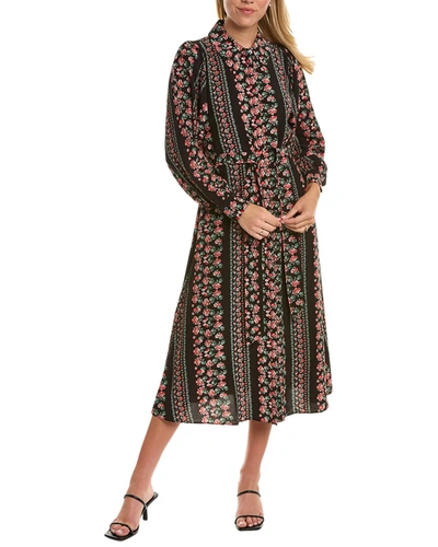 chinese dress ladies Cotton Midi Shirt Dress-Green Tambourine, Pink Stripe