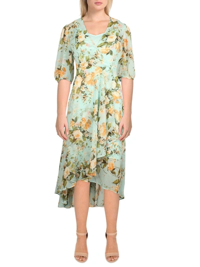 Calvin Klein Petites Womens Floral Long Midi Dress In Multi