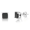 Vir Jewels 3 Cttw Princess Cut Black Diamond Stud Earrings .925 Sterling Silver Prong Set In Silver