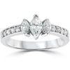 Pompeii3 1ct 3-stone Marquise Diamond Engagement Ring 14k White Gold In Multi