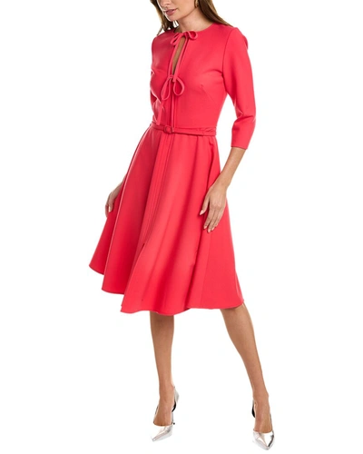 Oscar De La Renta Tie Neck Wool-blend Dress In Pink