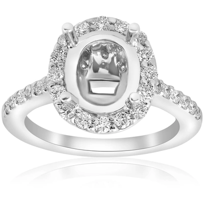 POMPEII3 3/4CT OVAL DIAMOND VINTAGE ENGAGEMENT RING SETTING SEMI MOUNT 14K WHITE GOLD
