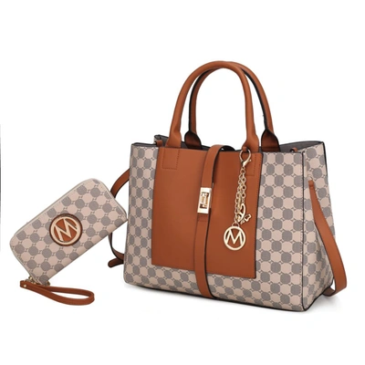 Mkf Collection By Mia K Yuliana Circular Print Satchel Bag With Wallet - 2 Pieces In Multi