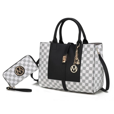 Mkf Collection By Mia K Yuliana Circular Print Satchel Bag With Wallet - 2 Pieces In Black