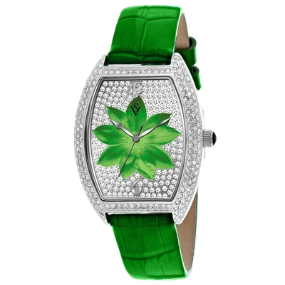 Christian Van Sant Women's Lotus Green Dial Watch In Black / Green