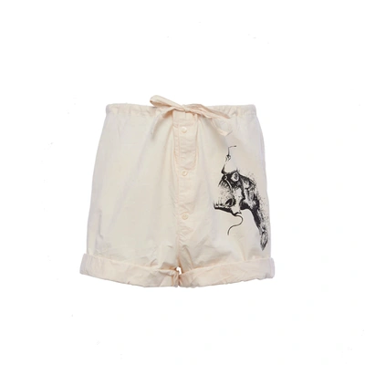Prada Printed Cotton Bermuda Shorts In Beige