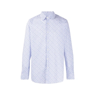 Prada Printed Cotton Shirt In Blue