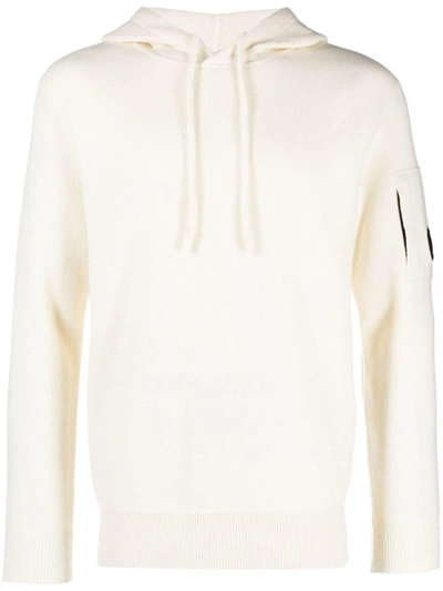 C.p. Company Lens-detail Hooded Jumper In White