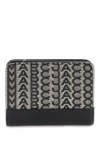 Marc Jacobs The Monogram Jacquard Mini Compact Wallet In Black,beige