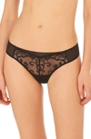 NATORI EMBROIDERED MESH THONG