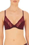 Natori Embellished Embroidered Lace Underwire Bra In Vino/ Crushed Velvet