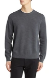 Theory Arnaud Regal Merino Wool Stretch Tipped Slim Fit Crewneck Sweater In Pestle Melange White