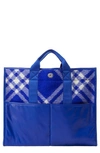 BURBERRY CHECK WOOL BLEND & LEATHER TOTE