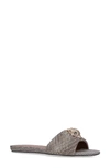 Kurt Geiger Kensington Womens Embellished Houndstooth Slide Sandals In Dark Beige