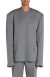 Bottega Veneta Compact Wool Jacket In Cobblestone