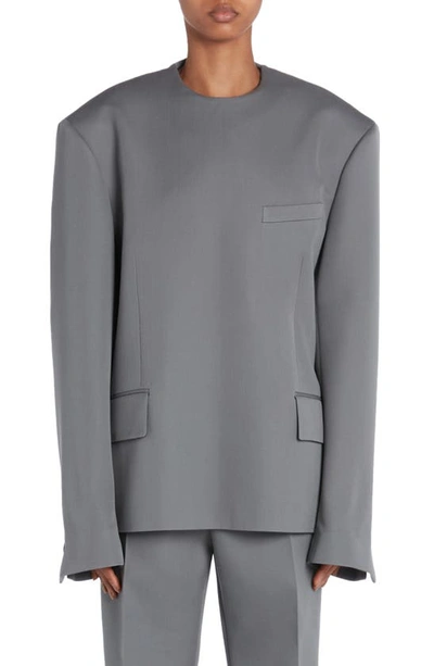 Bottega Veneta Compact Wool Jacket In Grey