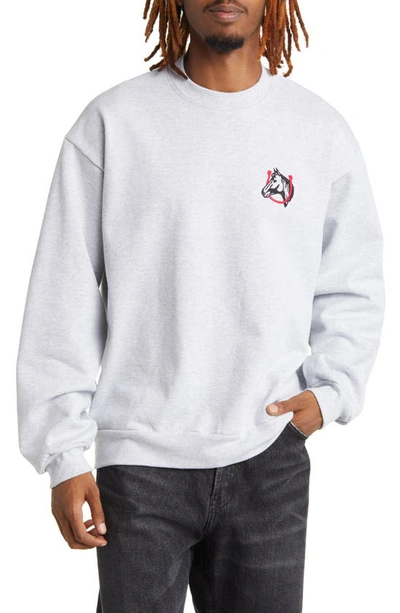 One Of These Days Horse Shoe Embroidered Sweatshirt In Heather