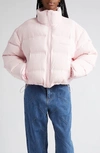 Alexander Wang Logo-jacquard Cropped Puffer Jacket In Light Pink