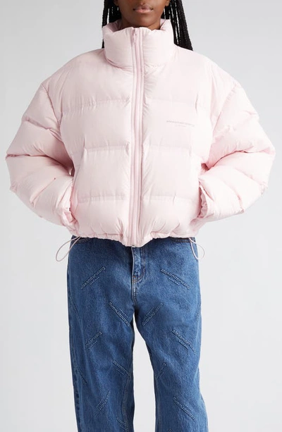 Alexander Wang Short Puffer Jacket With Logo In Pink