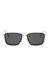 Dior Blacksuit S9u F5a0 Dm40113u 16a Rectangle Sunglasses In Shiny Palladium / Smoke